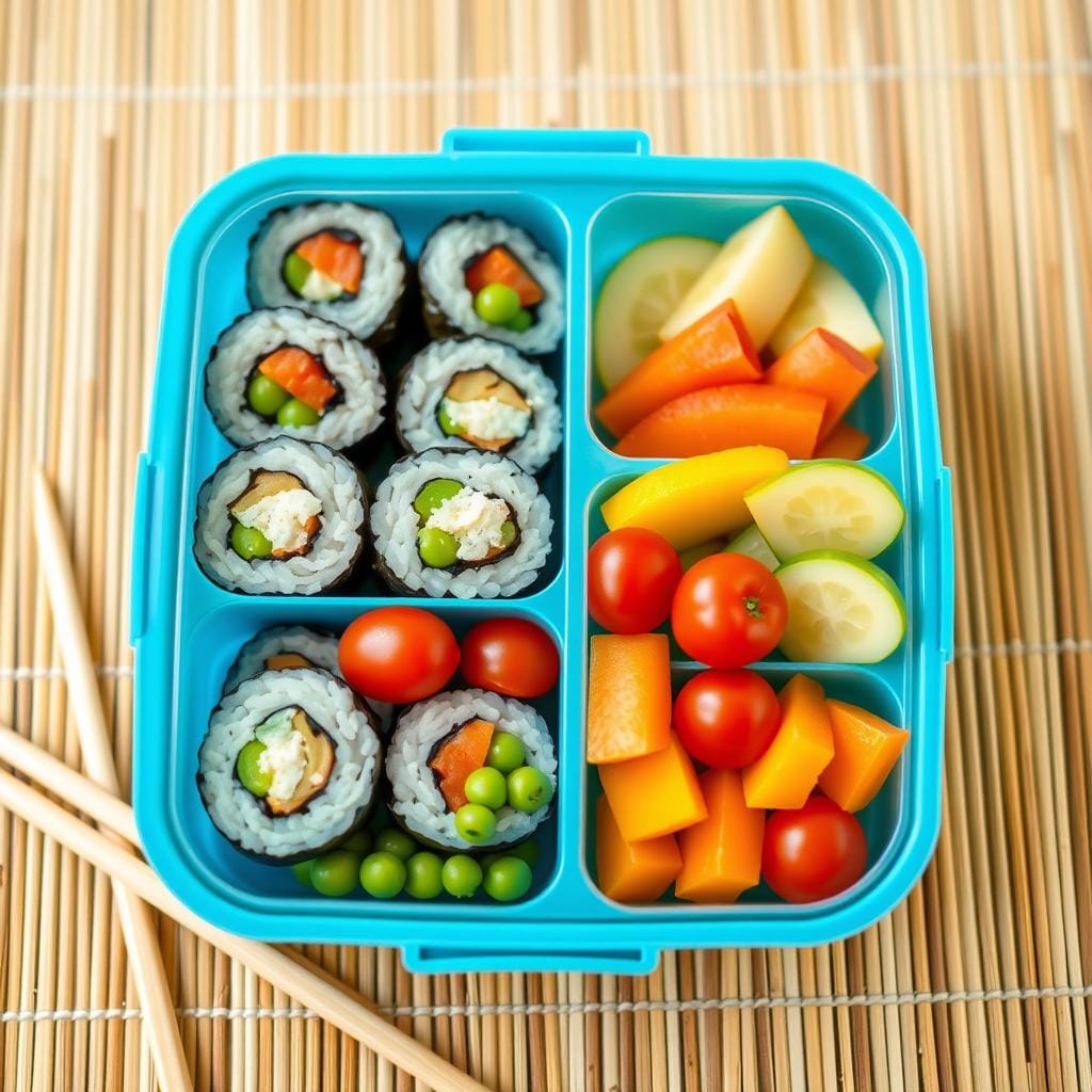 Bento box with healthy lunch components Bento box with healthy lunch components