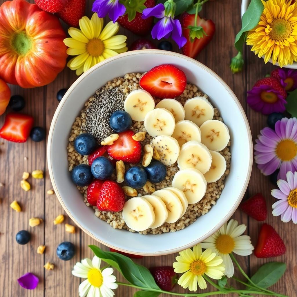 Quinoa Breakfast Bowl with Fresh Toppings Quinoa Breakfast Bowl with Fresh Toppings