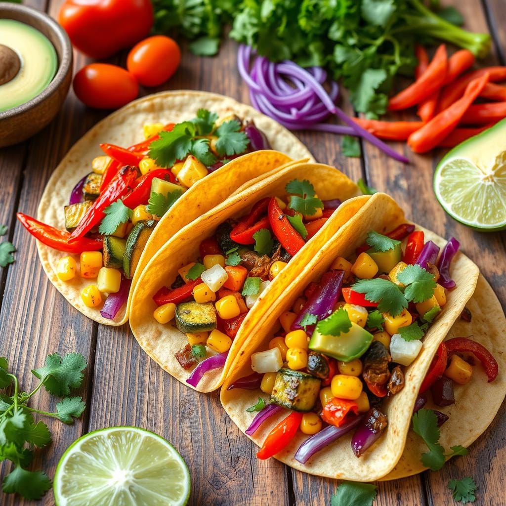 Vegetable Tacos with Fresh Ingredients Vegetable Tacos with Fresh Ingredients