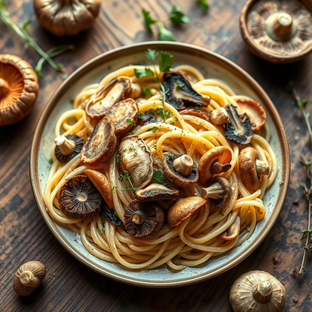Exotic Mushroom Pasta Dish Exotic Mushroom Pasta Dish