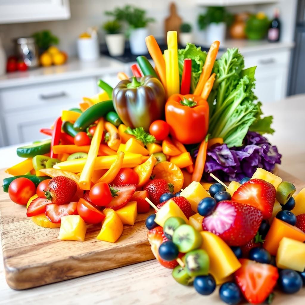 Rainbow Veggie Platter and Fruit Kebabs Rainbow Veggie Platter and Fruit Kebabs